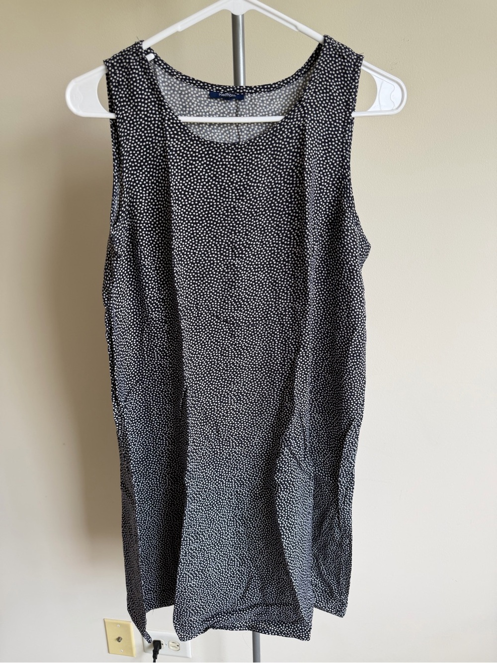 Sleeveless Black & White Polka Dot Shift Dress